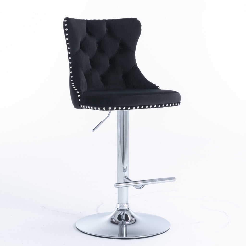 Elegant Height Adjustable Velvet Bar Stool