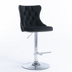 Elegant Height Adjustable Velvet Bar Stool