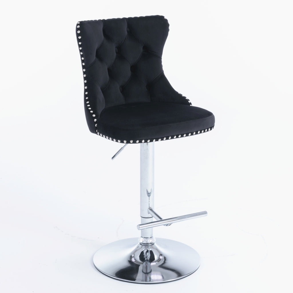 Elegant Height Adjustable Velvet Bar Stool