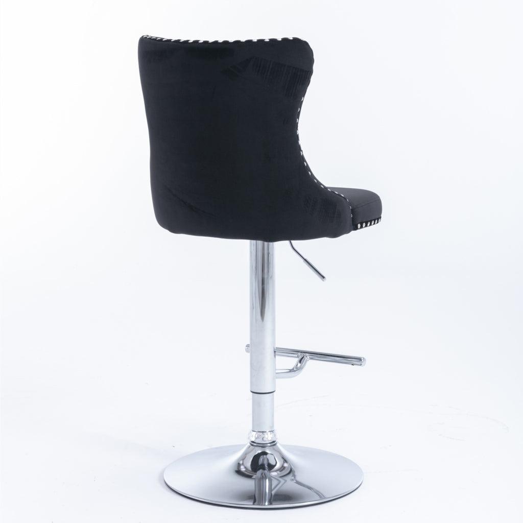 Elegant Height Adjustable Velvet Bar Stool