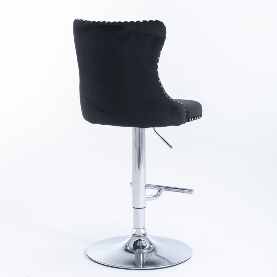 Elegant Height Adjustable Velvet Bar Stool