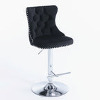 Elegant Height Adjustable Velvet Swivel Bar Stools