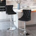 Elegant Height Adjustable Velvet Swivel Bar Stools