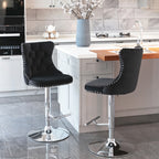 Elegant Height Adjustable Velvet Swivel Bar Stools