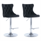 Elegant Height Adjustable Velvet Swivel Bar Stools
