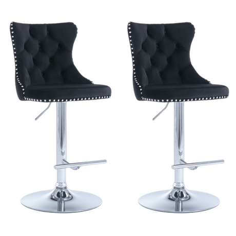Elegant Height Adjustable Velvet Swivel Bar Stools