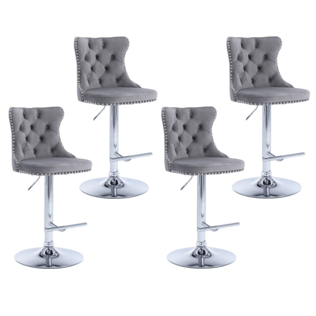Elegant Height Adjustable Velvet Bar Stool
