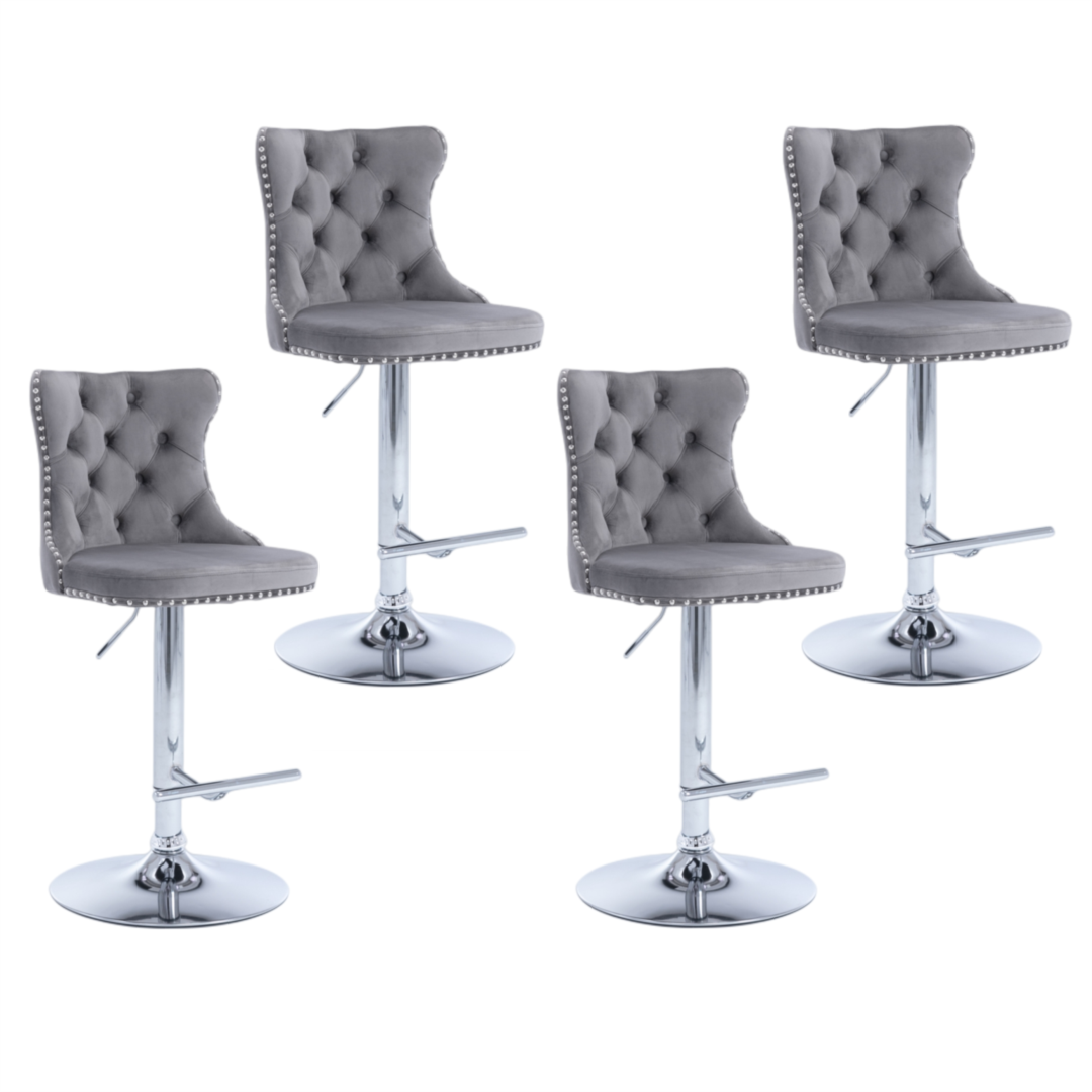 Elegant Height Adjustable Velvet Bar Stool