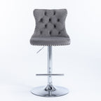 Elegant Height Adjustable Velvet Swivel Bar Stools