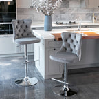 Elegant Height Adjustable Velvet Swivel Bar Stools