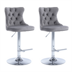 Elegant Height Adjustable Velvet Swivel Bar Stools