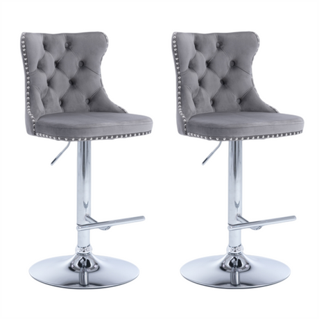 Elegant Height Adjustable Velvet Swivel Bar Stools