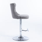 Elegant Height Adjustable Velvet Swivel Bar Stools