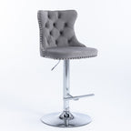 Elegant Height Adjustable Velvet Swivel Bar Stools