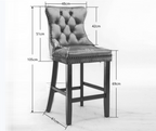 Elegant Velvet Bar Stools with Studs Trim