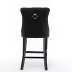 Elegant Velvet Bar Stools with Studs Trim