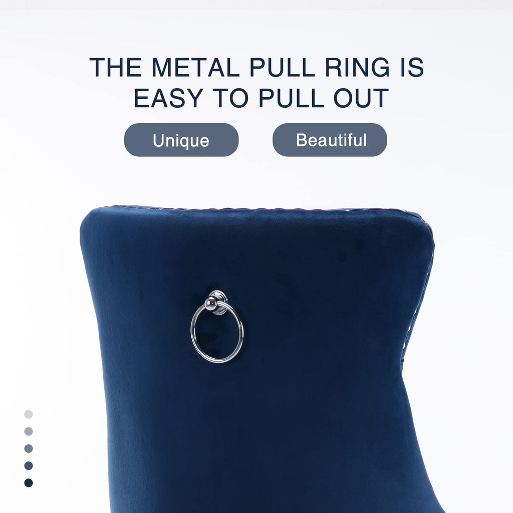 Elegant Velvet Bar Stools with Studs Trim