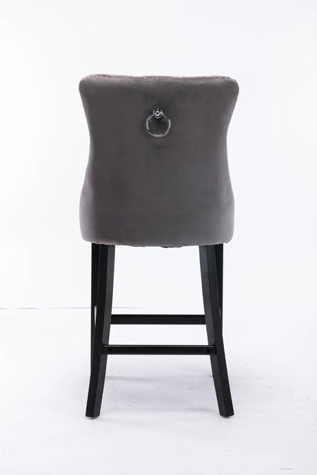 Elegant Velvet Bar Stools with Studs Trim