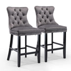 Elegant Velvet Bar Stools with Studs Trim