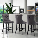 Elegant Velvet Bar Stools with Studs Trim