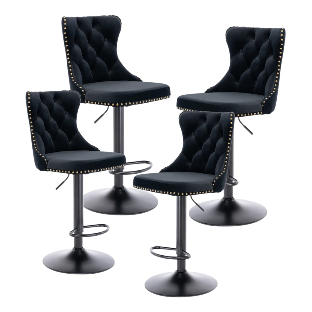 Velvet Nailhead Barstool - Adjustable Elegance