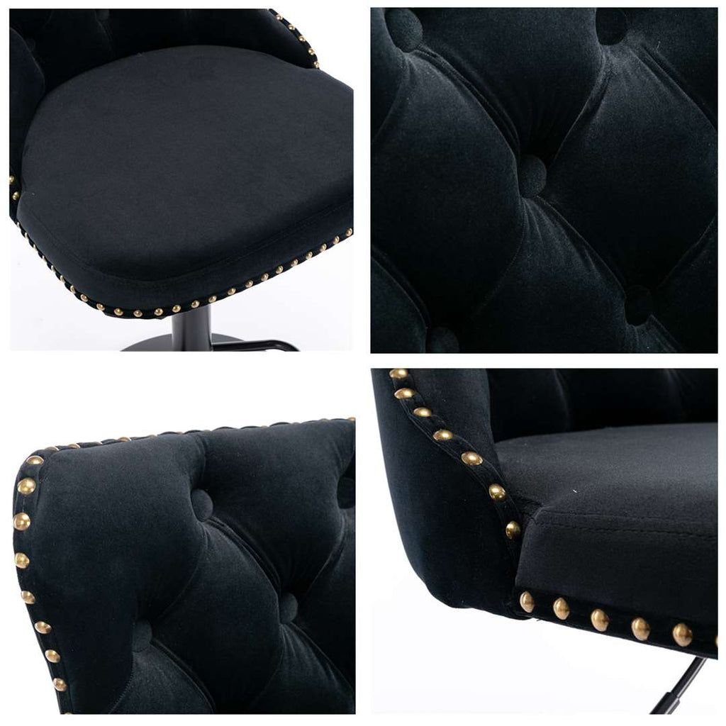 Height Adjustable Velvet Nailhead Bar Stools