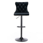 Height Adjustable Velvet Nailhead Bar Stools