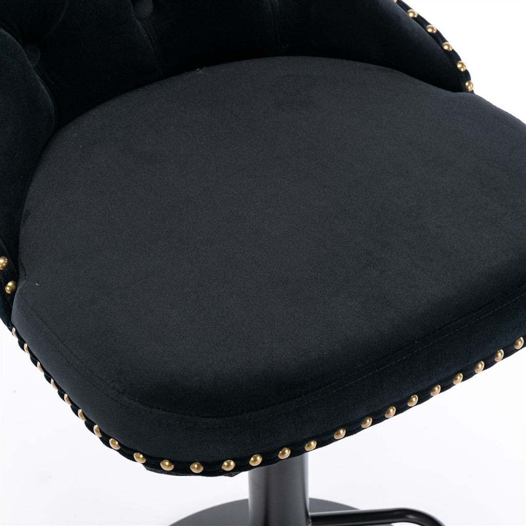 Height Adjustable Velvet Nailhead Bar Stools