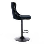 Height Adjustable Velvet Nailhead Bar Stools