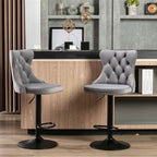 Velvet Nailhead Barstool - Adjustable Elegance