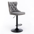 Velvet Nailhead Barstool - Adjustable Elegance
