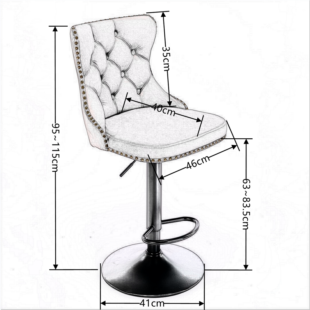 Velvet Nailhead Barstool - Adjustable Elegance