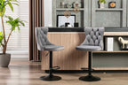 Velvet Nailhead Barstool - Adjustable Elegance