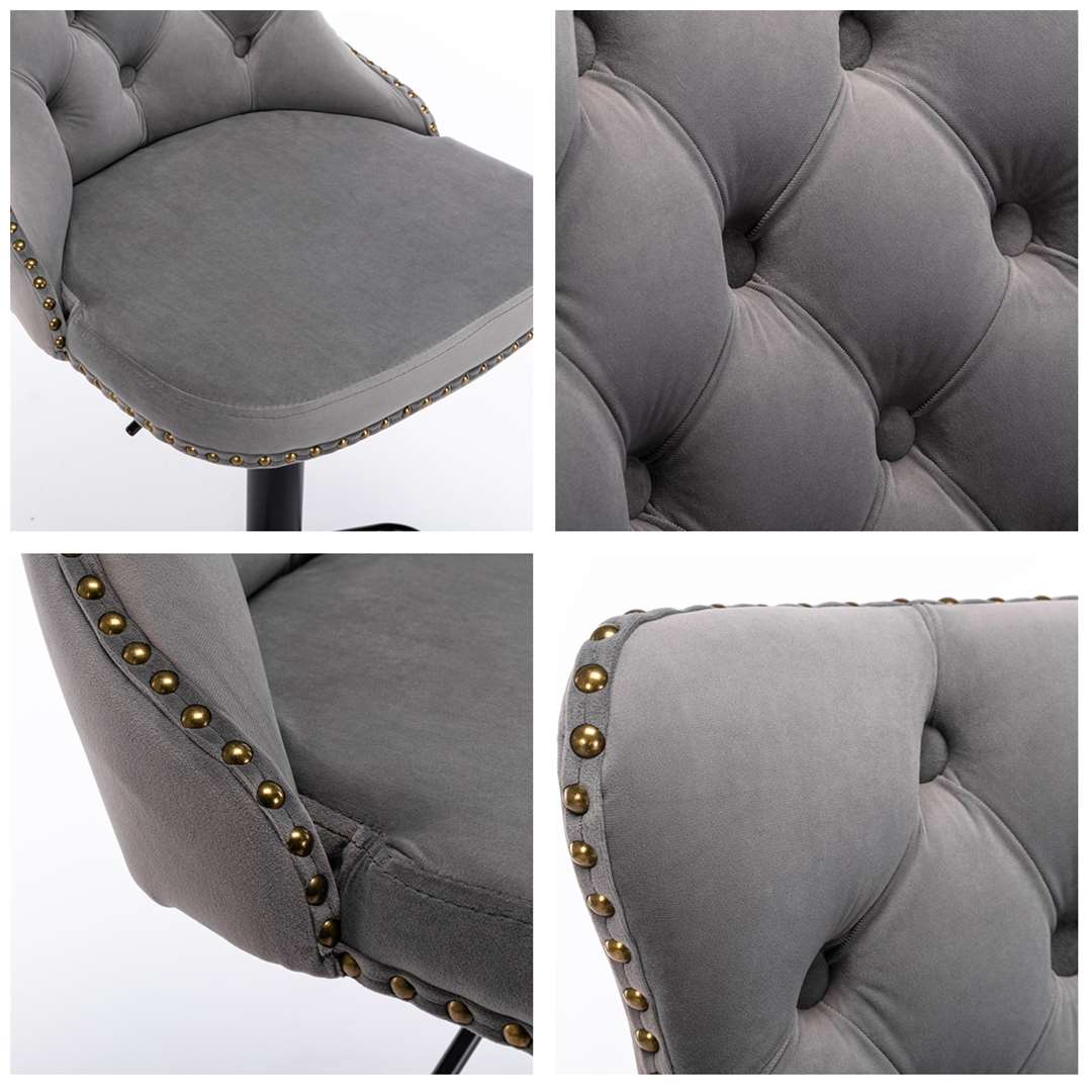 Height Adjustable Velvet Nailhead Bar Stools