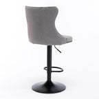 Height Adjustable Velvet Nailhead Bar Stools