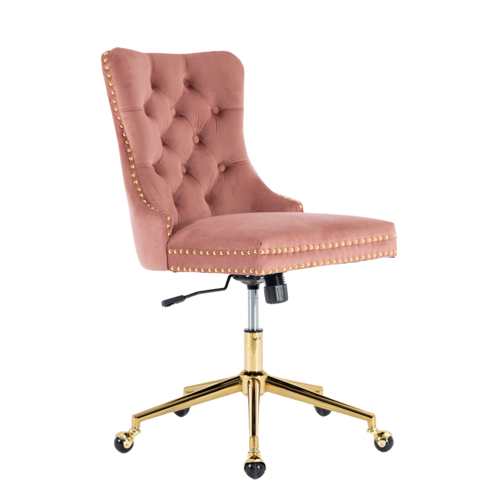 Pink Velvet Office Chair - Elegant Comfort