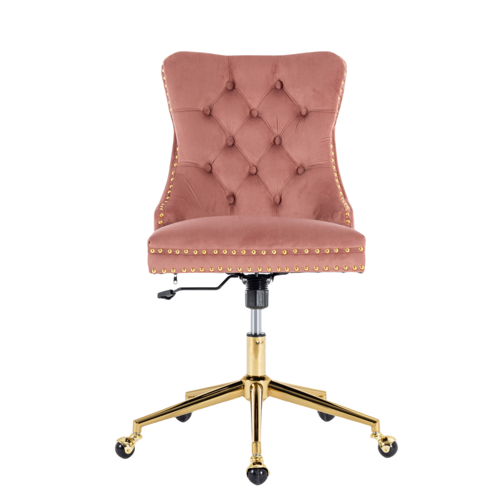 Pink Velvet Office Chair - Elegant Comfort