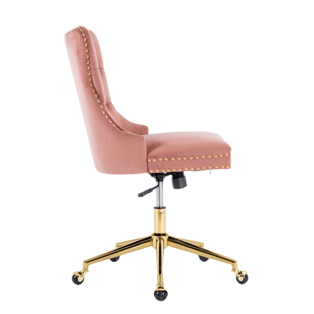 Pink Velvet Office Chair - Elegant Comfort