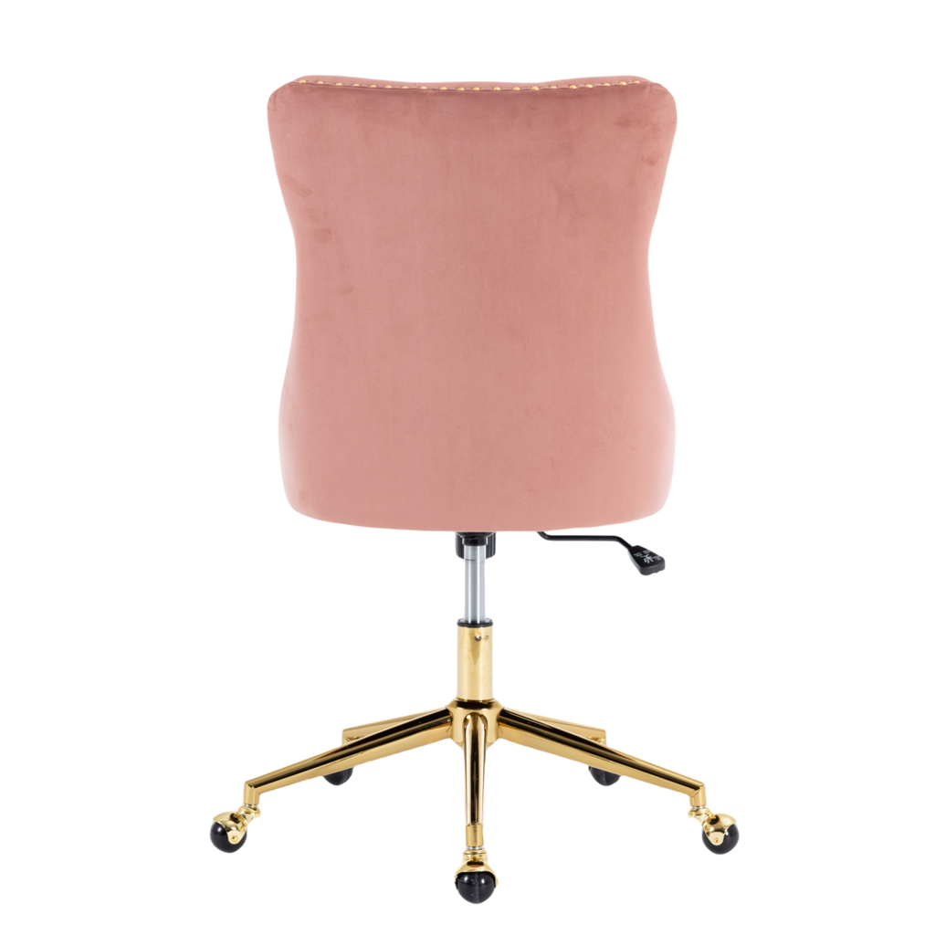 Pink Velvet Office Chair - Elegant Comfort