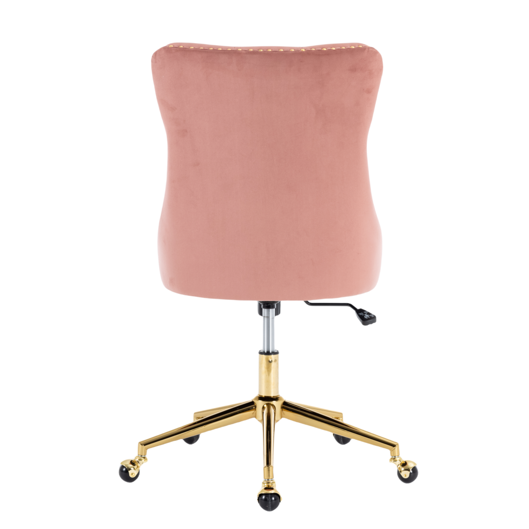 Pink Velvet Office Chair - Elegant Comfort