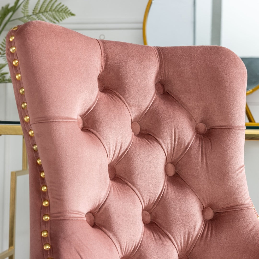 Pink Velvet Office Chair - Elegant Comfort
