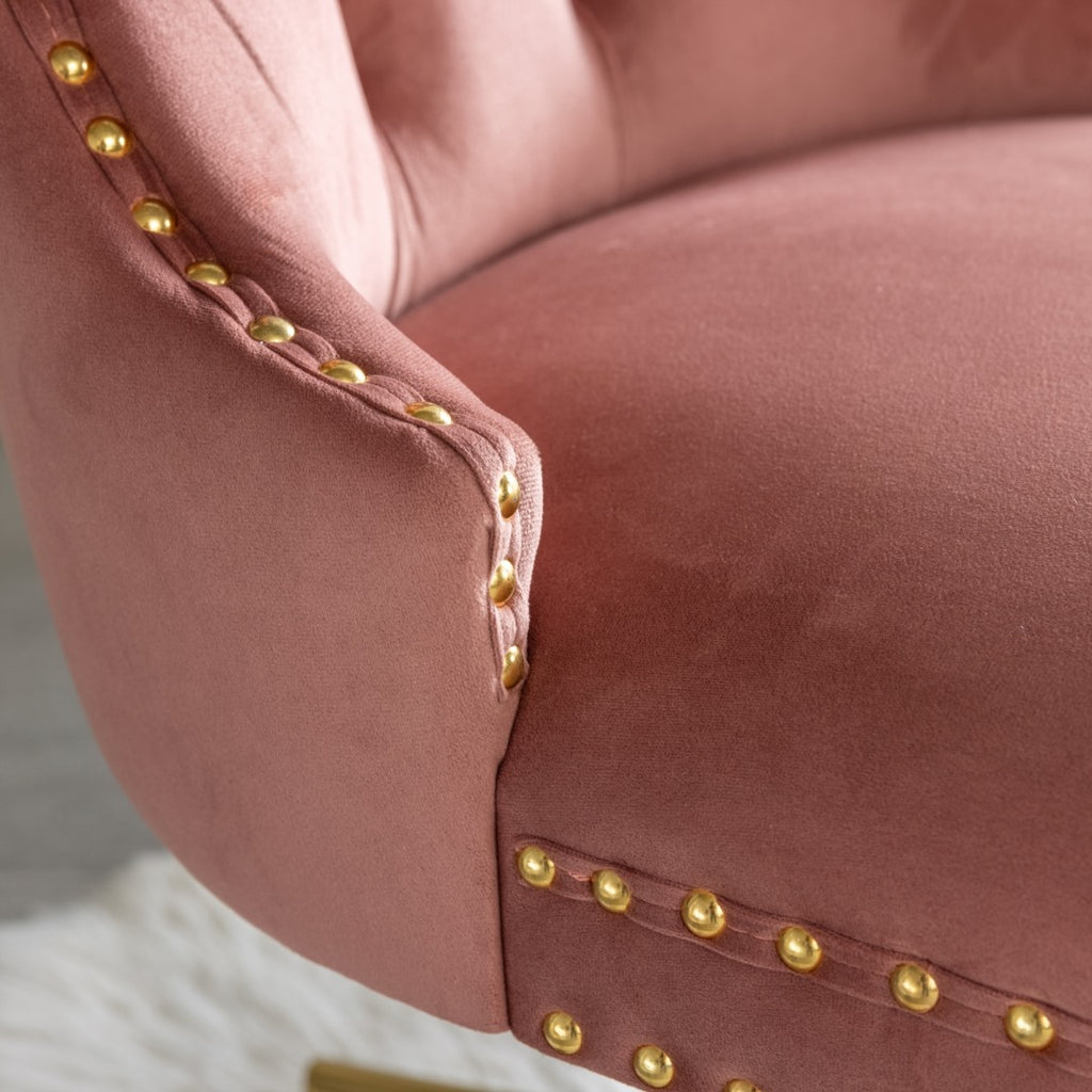Pink Velvet Office Chair - Elegant Comfort