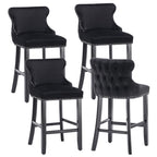 Elegant Velvet Tufted Bar Stools - Set of 4