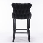 Elegant Velvet Tufted Bar Stools - Set of 4