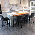 Velvet Upholstered Button Tufted Bar Stools - Set of 2