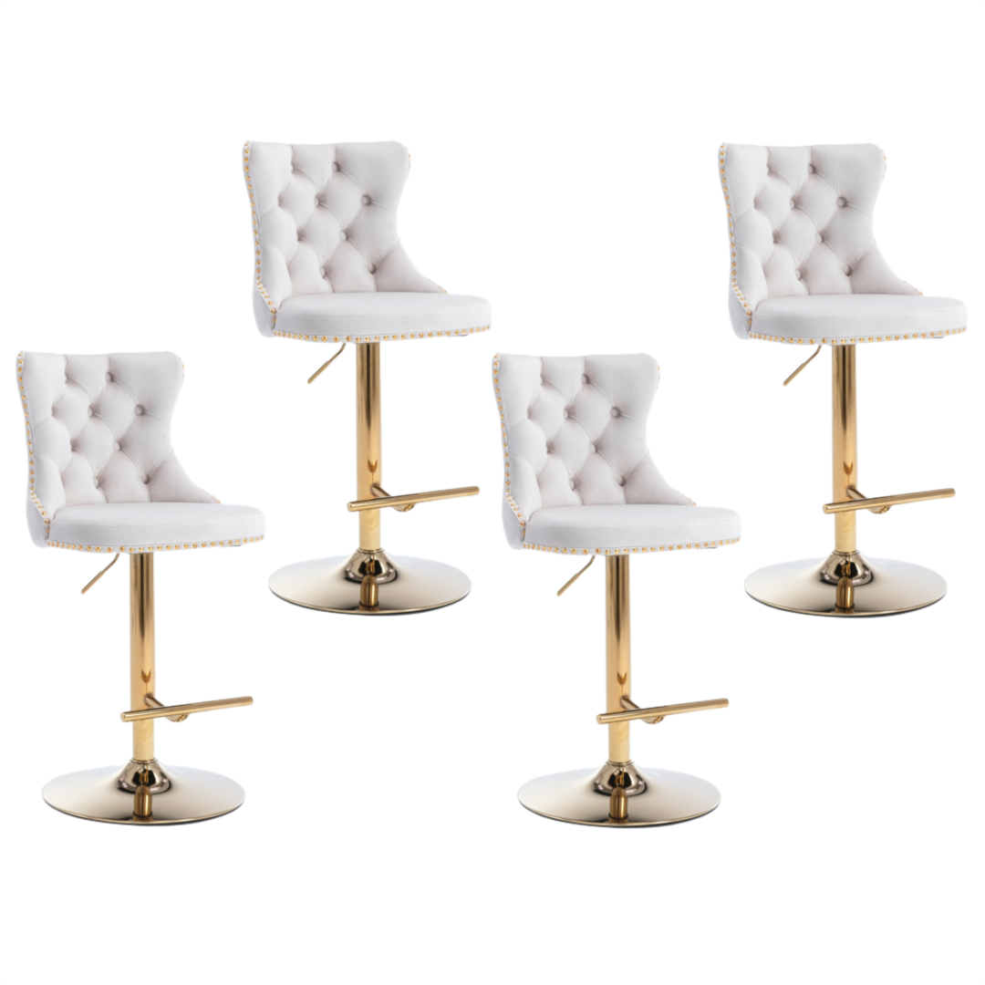 Height Adjustable Velvet Swivel Bar Stool