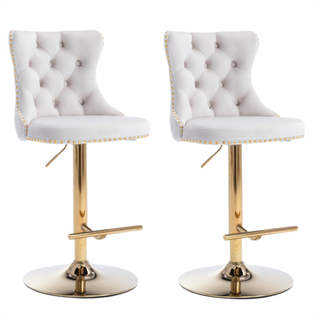 Height Adjustable Velvet Swivel Bar Stool