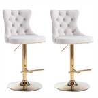 Height Adjustable Velvet Swivel Bar Stool