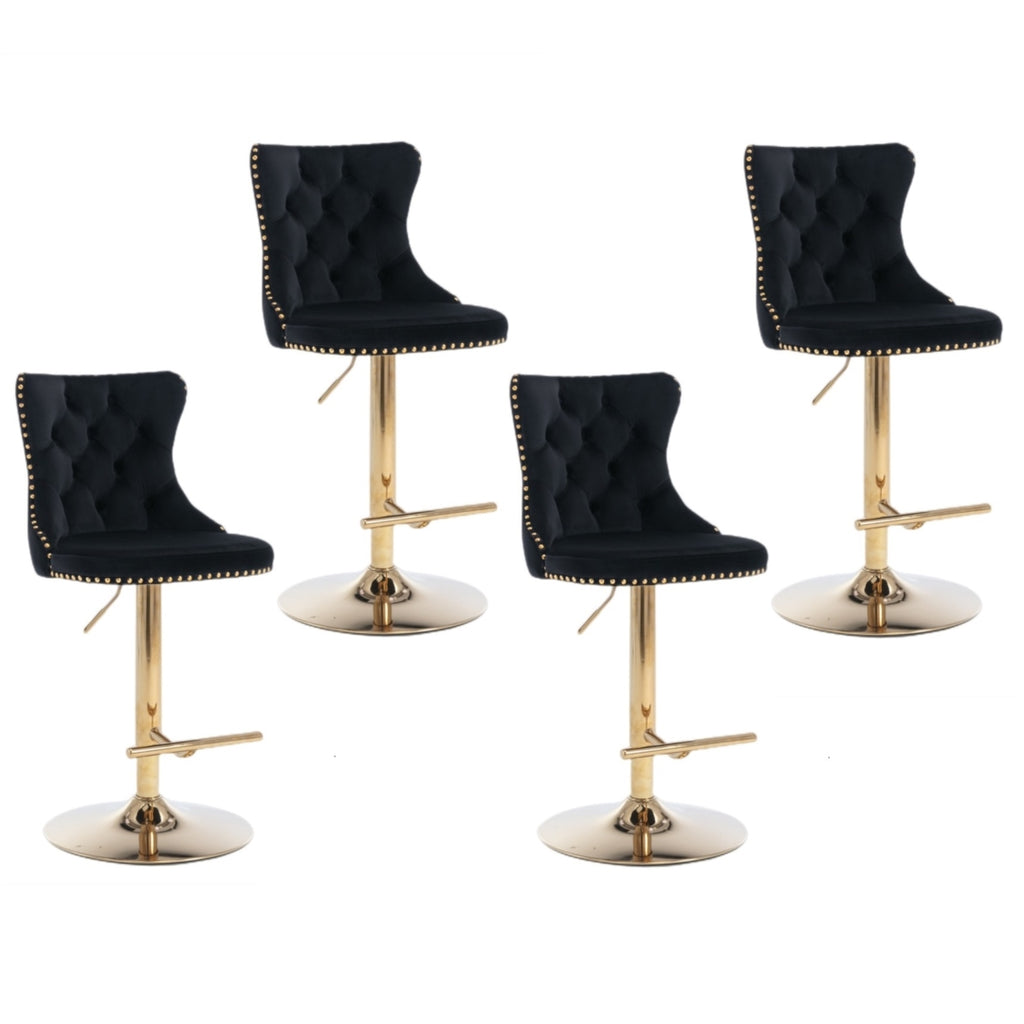 Height Adjustable Velvet Swivel Bar Stool