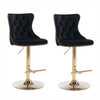 Height Adjustable Velvet Swivel Bar Stool